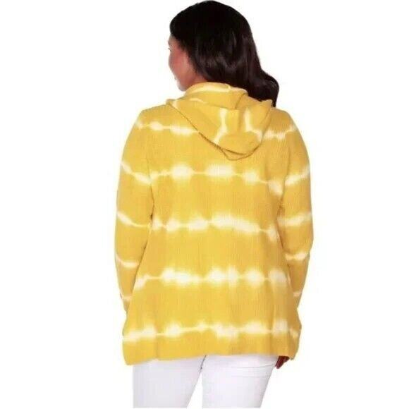 Belle by Belldini Tie Dye Hooded Cardigan Sweater XL/Extra Large Honey Gold NWT - Picture 2 of 5